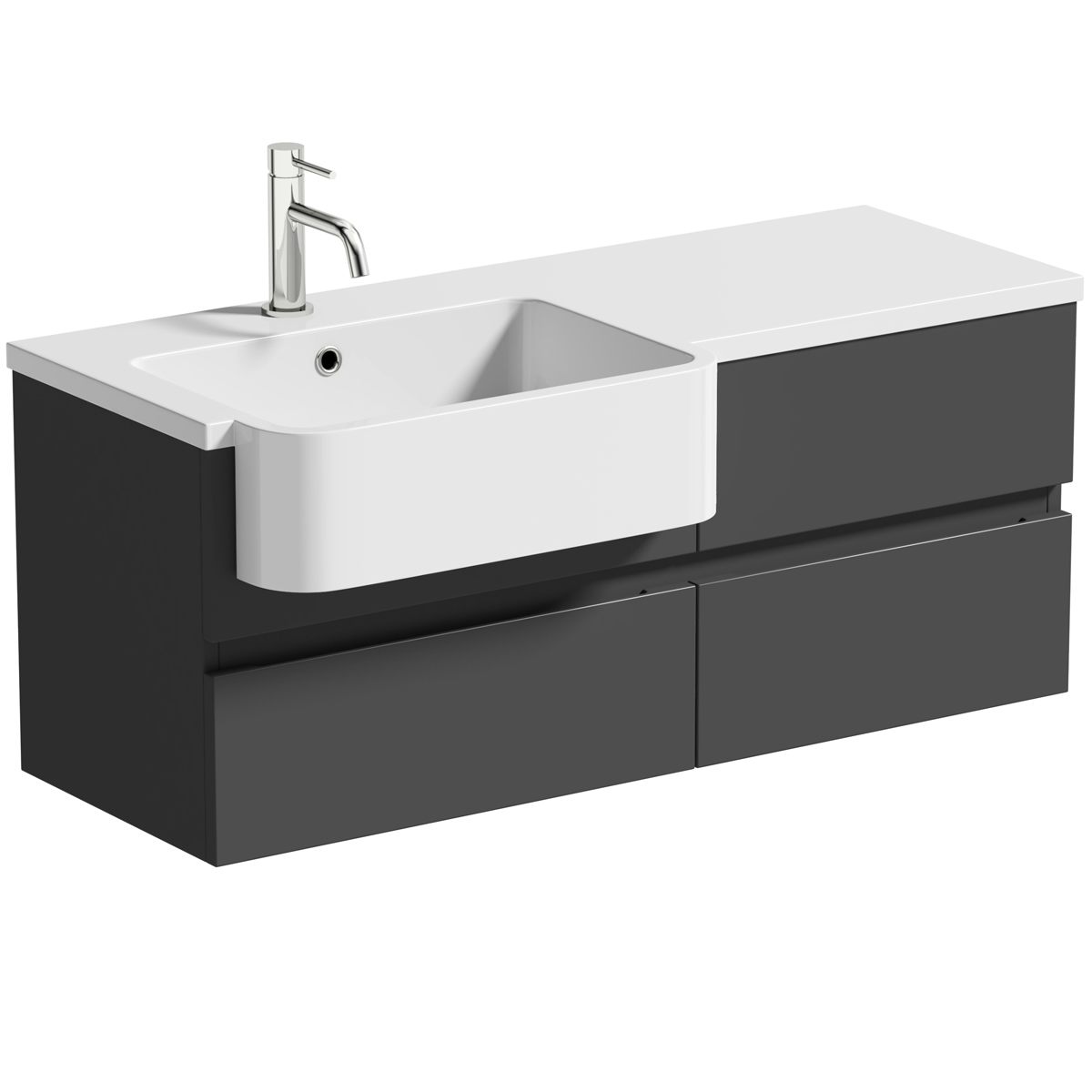 Mode Roche Grey Wall Hung Vanity And, Recessed Bathroom Vanity Unit