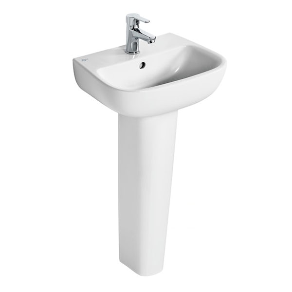 Ideal Standard Studio Echo cloakroom suite with back to wall toilet and full pedestal basin 450mm
