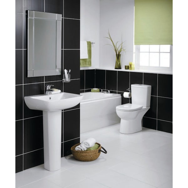 Ideal Standard Vue close coupled toilet and full pedestal basin 550mm