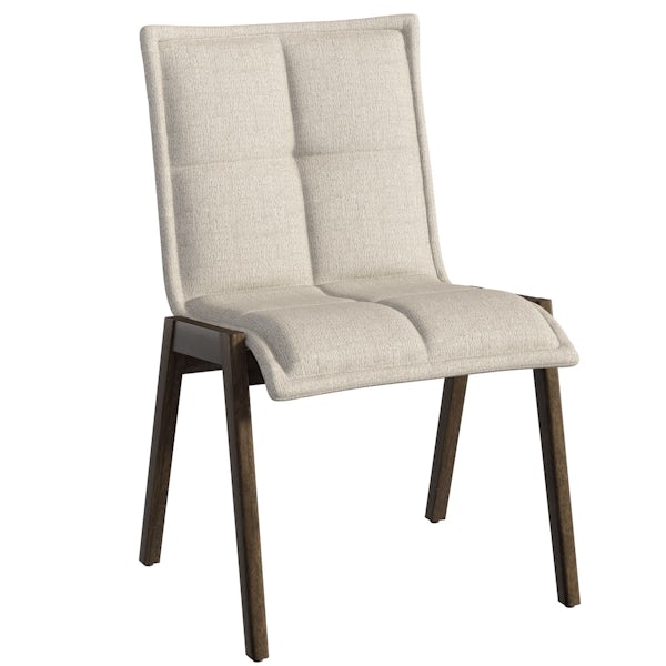 Hadley Walnut and Beige Pair of Dining Chairs