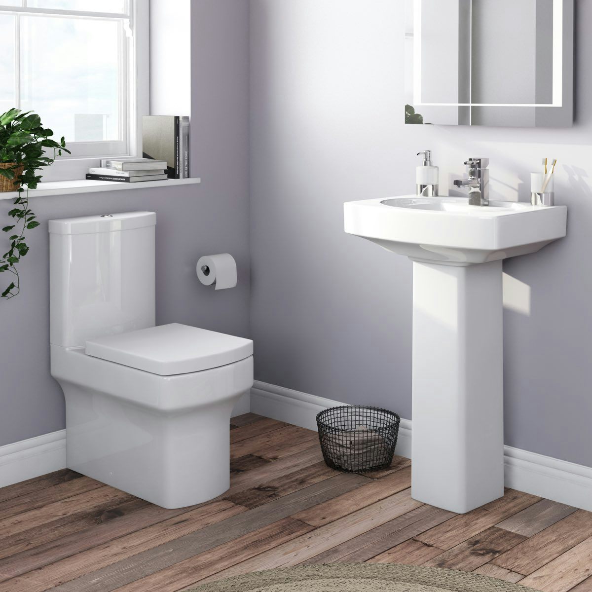 Orchard Wye cloakroom suite with full pedestal basin 555mm