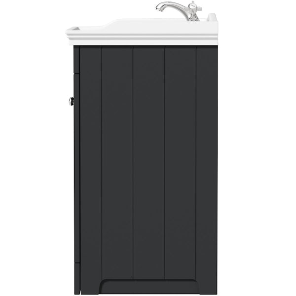 The Bath Co. Ascot graphite floorstanding vanity unit and ceramic basin 600mm with tap