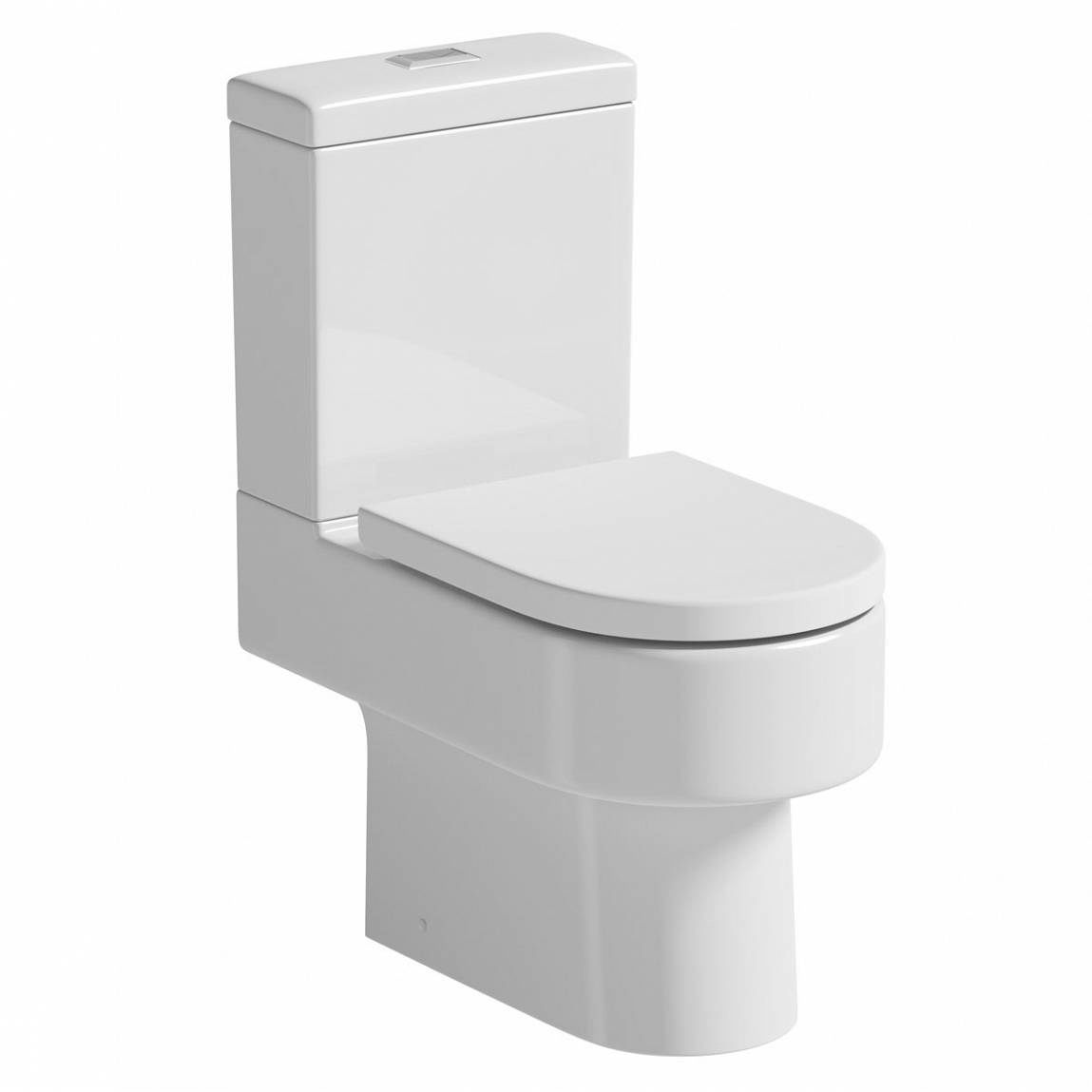 Orchard Dee close coupled toilet with rectangular push button and soft close toilet seat