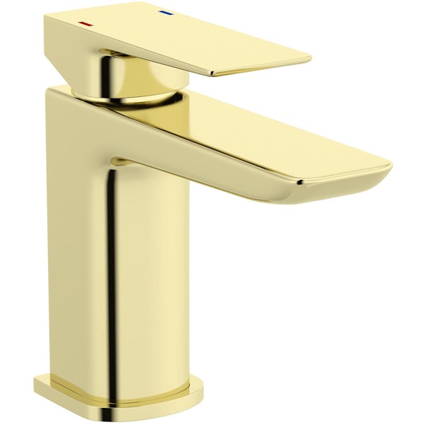 Mode Deacon brushed brass cloakroom basin mixer tap with waste