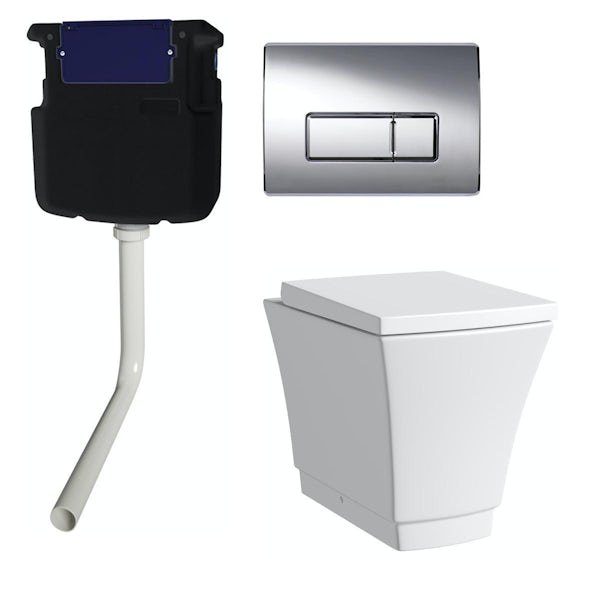 Mode Austin back to wall toilet with soft close seat, concealed cistern and push plate