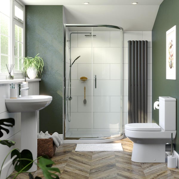 Orchard Wharfe ensuite suite with right handed offset quadrant enclosure and tray 900 x 760