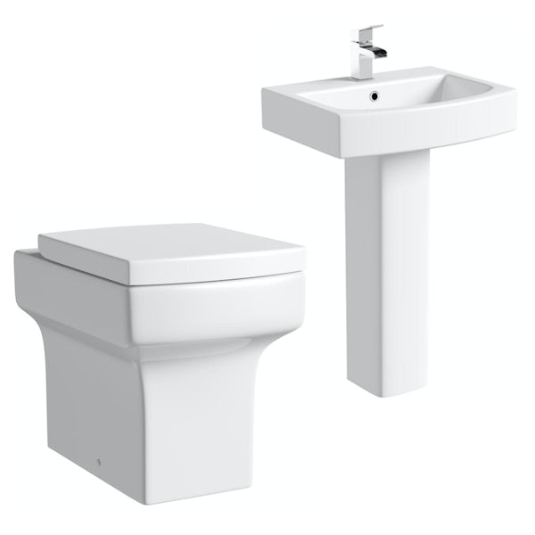 Orchard Wye back to wall cloakroom suite with full pedestal basin 555mm