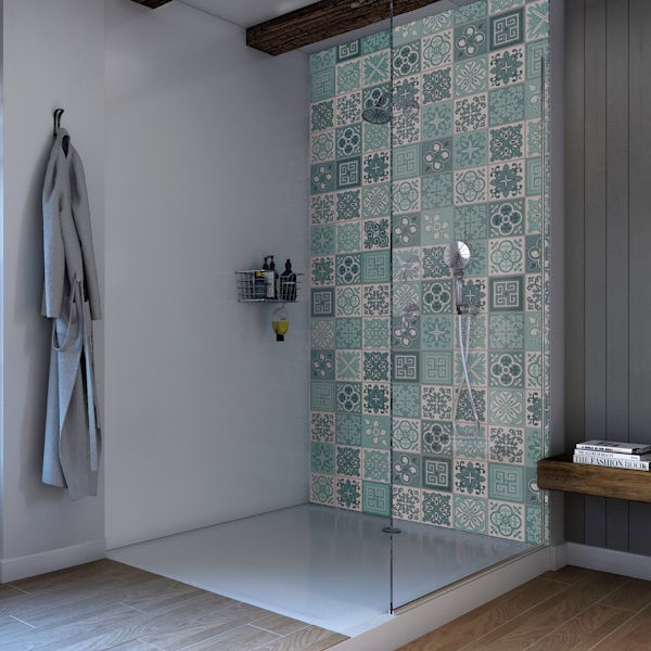 Showerwall Custom Victorian Turquoise acrylic shower wall panel