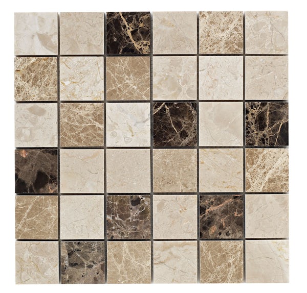 British Ceramic Tile Mosaic rock beige gloss tile 305mm x 305mm - 1 sheet