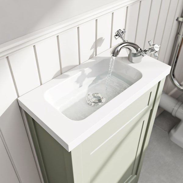 Camberley sage cloakroom vanity with resin basin