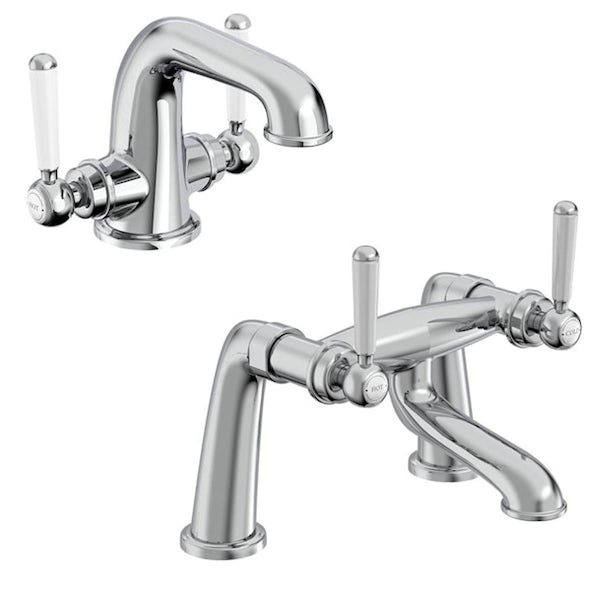 The Bath Co. Aylesford Vintage basin and bath mixer tap pack