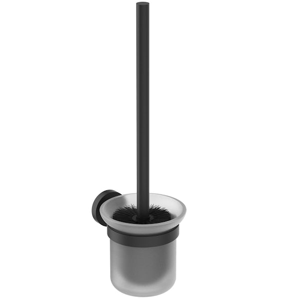 Ideal Standard IOM silk black wall mounted toilet brush and holder