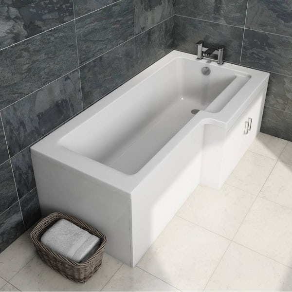 MySpace Water Saving L Shape Shower Bath Right Hand with Storage Panel