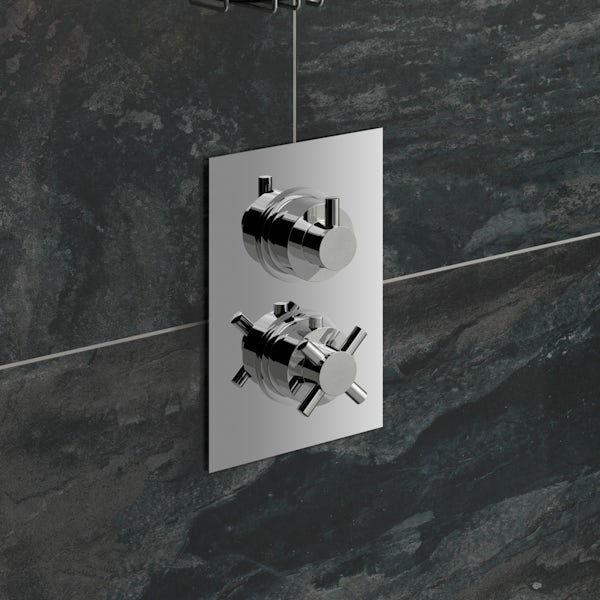 Mode Tate square twin thermostatic shower valve with diverter
