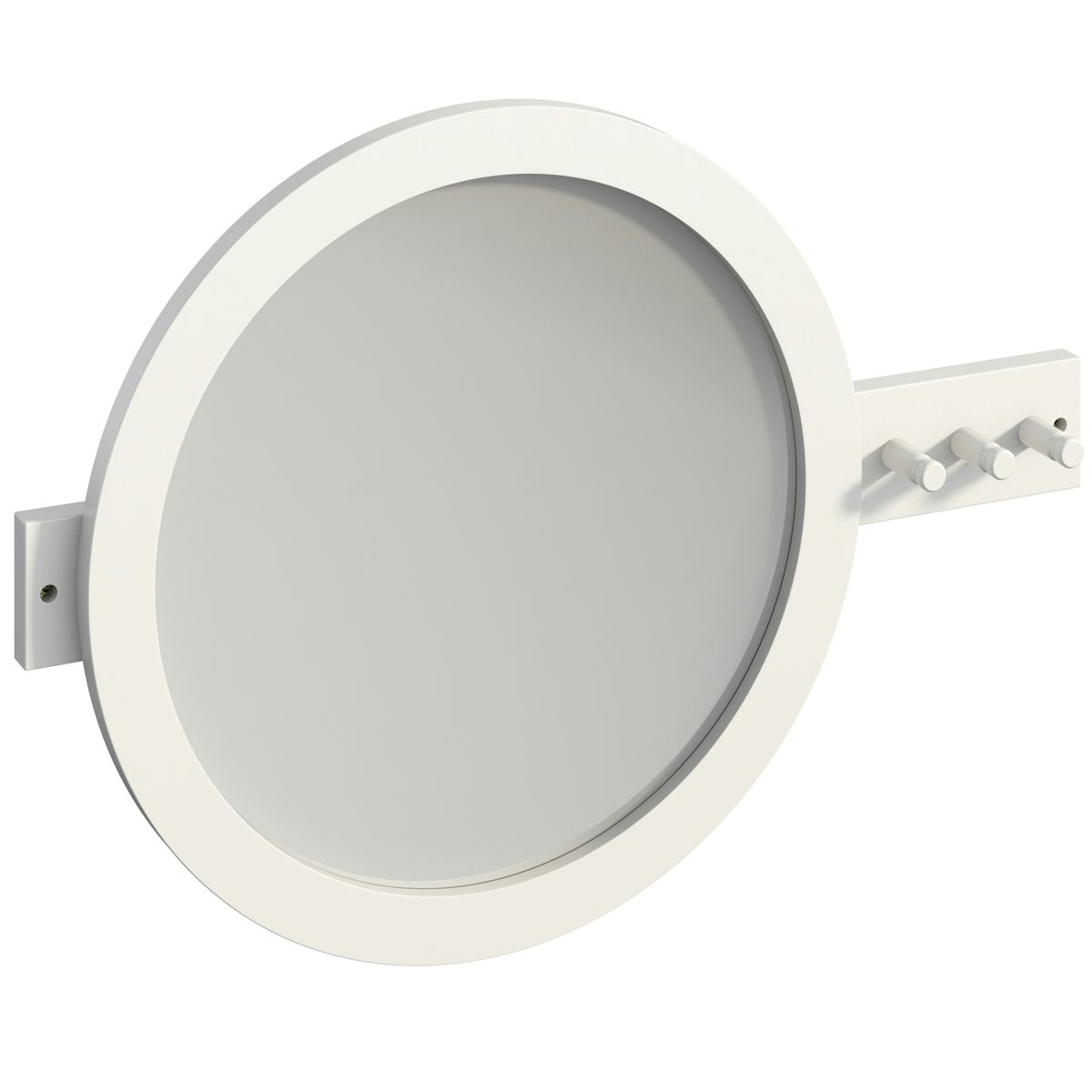 Mode South Bank white round bathroom mirror with robe hooks 500 x 700mm