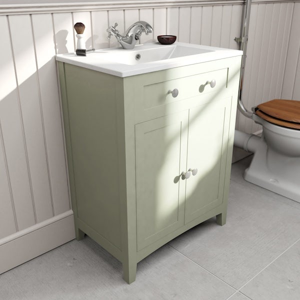 Camberley sage low level furniture suite with straight bath 1700 x 700