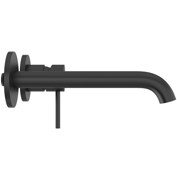 Mode Spencer round wall mounted black bath mixer tap