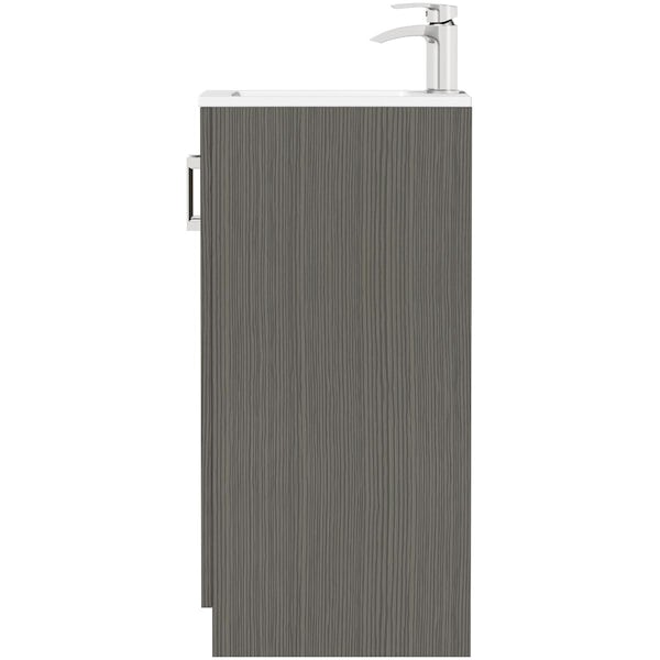 Orchard Lea avola grey floorstanding vanity unit 420mm and Derwent square close coupled toilet suite
