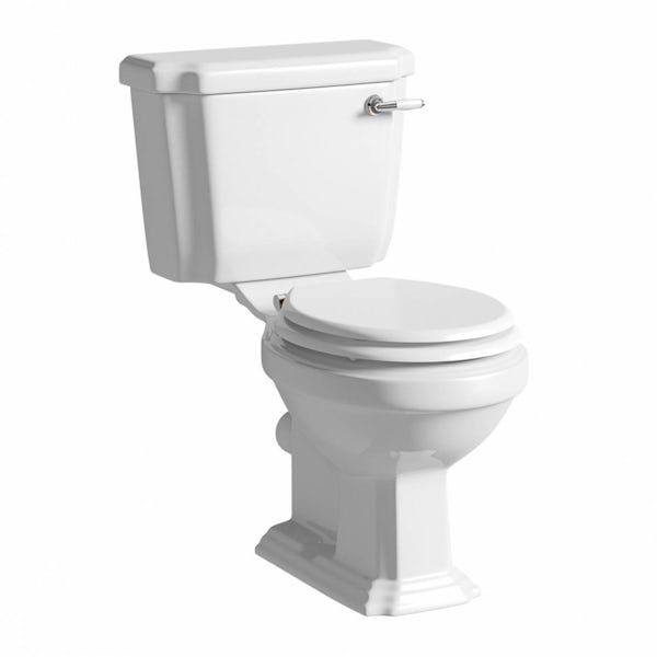 The Bath Co. Dulwich cloakroom suite with white seat and full pedestal basin 571mm