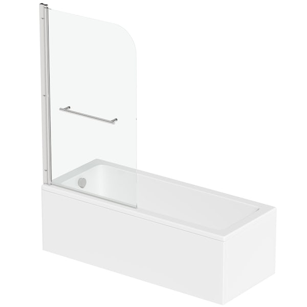 Eden square edge 1500 x 700 Shower Bath with Curved Single Screen and Rail