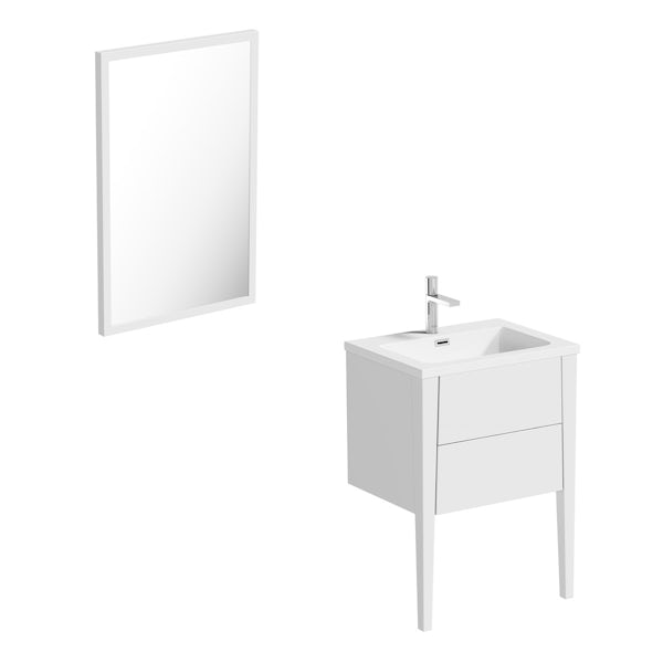 Mode Hale white gloss vanity unit and basin 600mm with mirror
