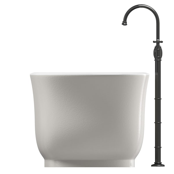 The Bath Co. Camberley pearl coloured traditional freestanding bath with tap pack