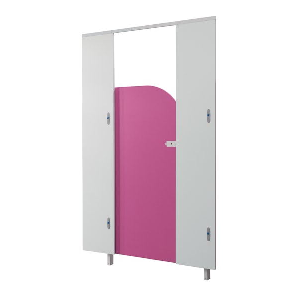 Pendle dragonfruit junior toilet cubicle door pack with white pilasters