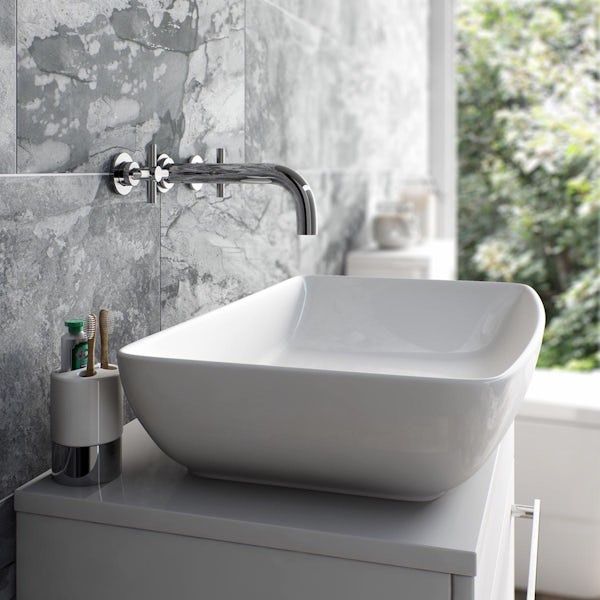 Mode Tate wall mounted basin and bath mixer tap pack