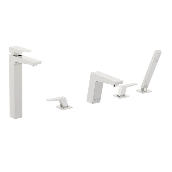 Mode Carter high rise basin and 4 hole bath shower mixer tap pack