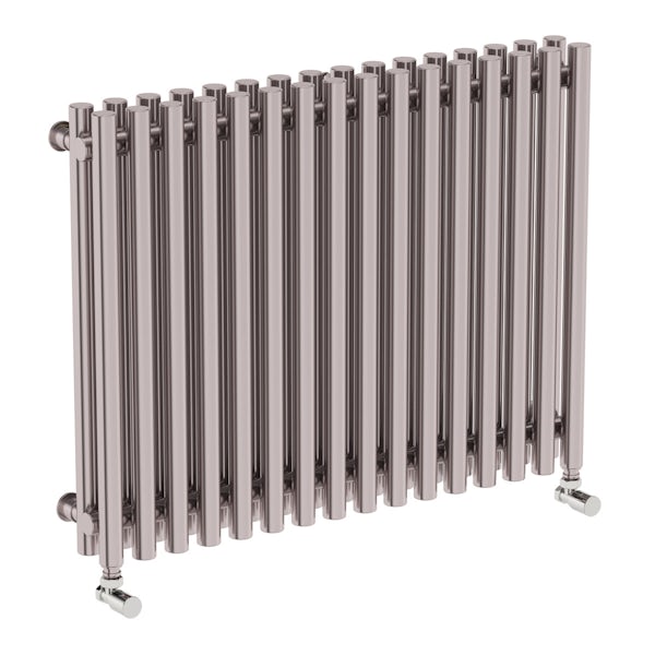 Tune matt nickel double horizontal radiator 600 x 790