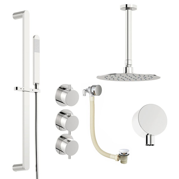 Mode Hardy thermostatic shower valve with complete ceiling shower bath set