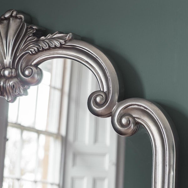 Accents Palazzo ornate silver leaner mirror 1840 x 1040mm