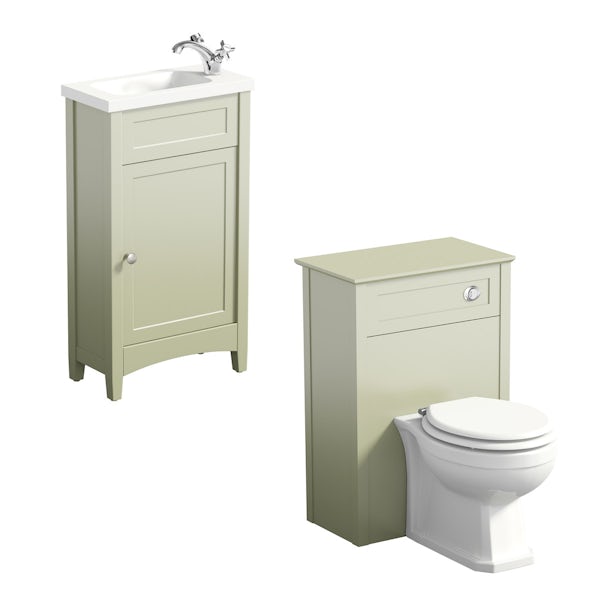 The Bath Co. Camberley sage cloakroom furniture suite