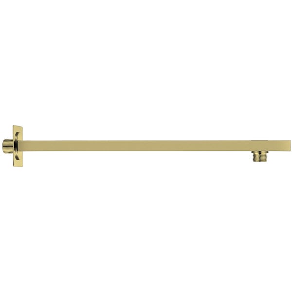 Mode brushed brass square wall shower arm 300mm