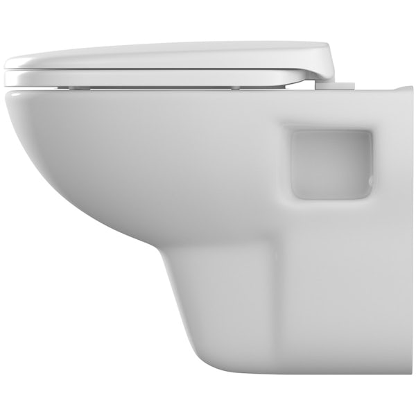 Orchard Eden wall hung toilet with soft close seat and wall mounting frame with push plate cistern