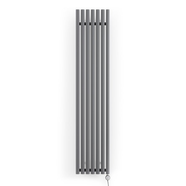 Terma Rolo Room E modern grey electric radiator with MOA Blue element - black