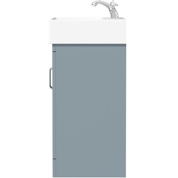 The Bath Co. Aylesford mineral blue floorstanding vanity unit and ceramic basin 700mm