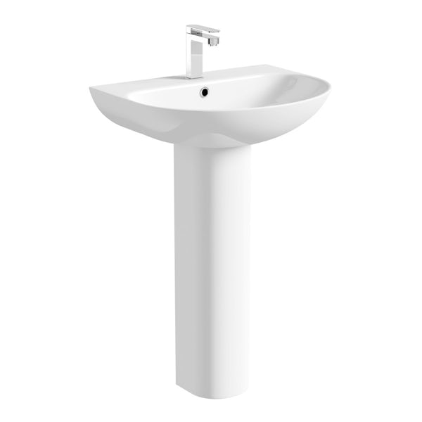Mode Hardy close coupled toilet and full pedestal basin suite