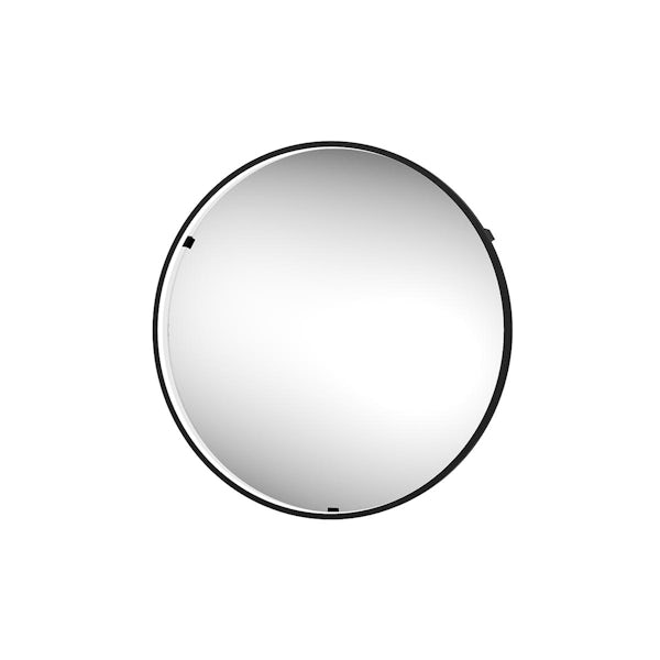 Mode Vignelli round black LED illuminated mirror 600mm with demister