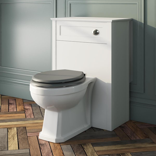 The Bath Co. Camberley back to wall toilet with satin grey soft close seat