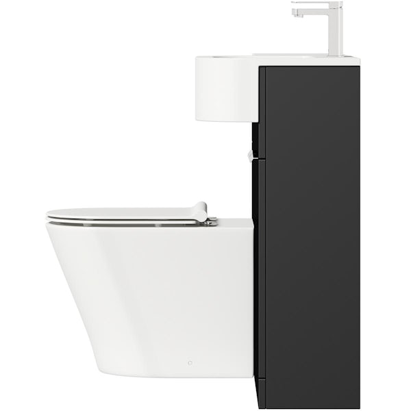 Mode Taw P shape matt black right handed combination unit with back to wall toilet