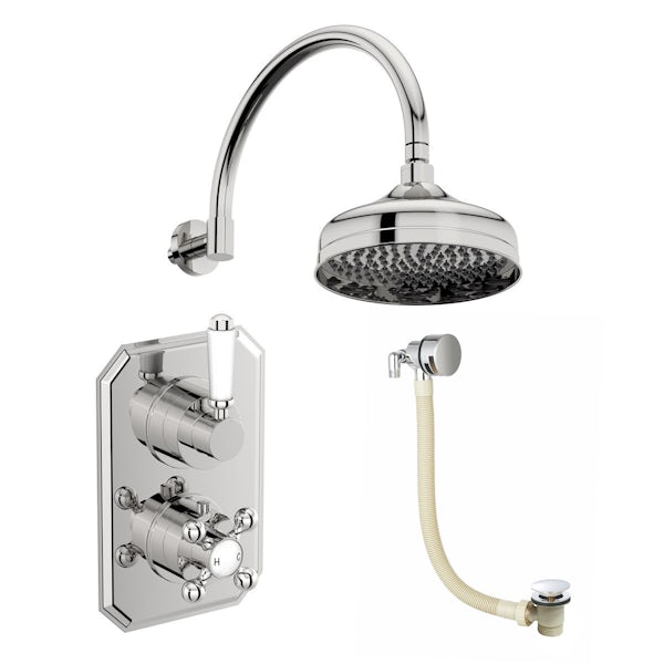The Bath Co. Camberley concealed thermostatic mixer shower with wall arm and bath filler