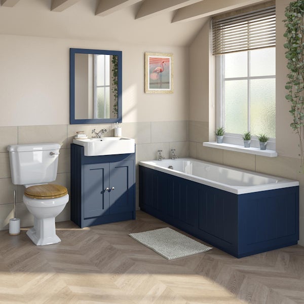 Orchard Dulwich matt navy furniture suite with straight bath 1700 x 700mm