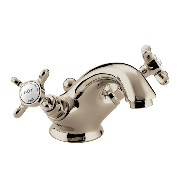 Bristan 1901 gold basin mixer tap with waste