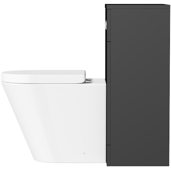 Orchard Lea soft black slimline back to wall unit 500mm and Contemporary back to wall toilet with seat
