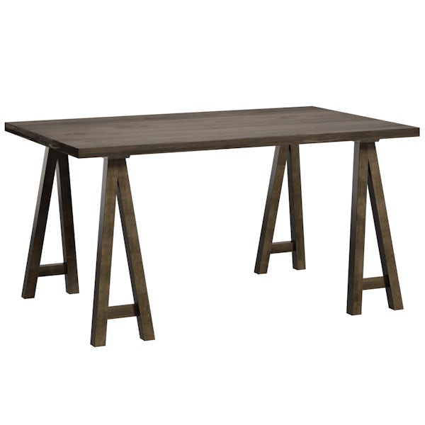 Hudson walnut trestle table with 4 x Hadley light cyan dining chairs