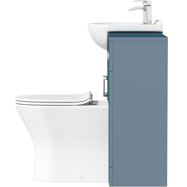 Orchard Lea ocean blue furniture combination and Derwent round back to wall toilet with seat