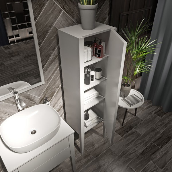 Mode Hale white gloss furniture package with countertop vanity unit 600mm