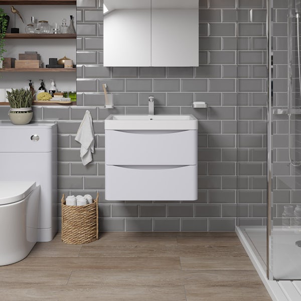 Mode Adler white 600mm wall hung vanity unit and basin