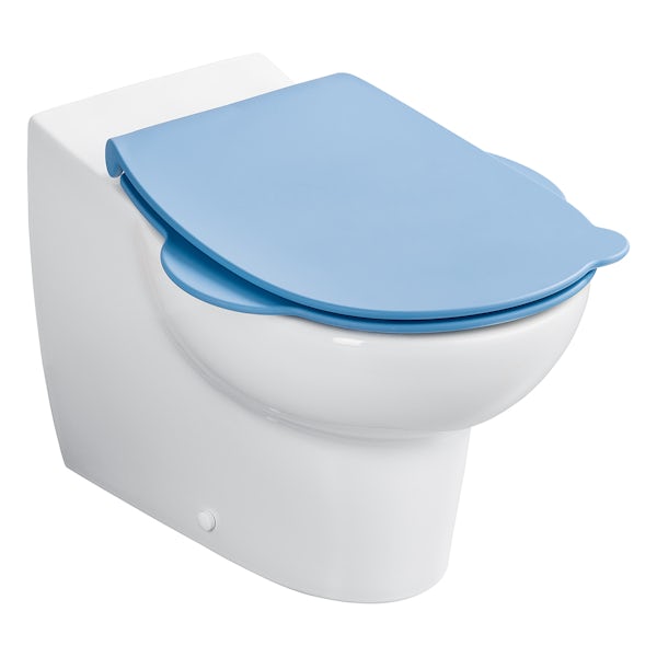 Armitage Shanks Contour 21 Splash back to wall school toilet with blue seat and cover